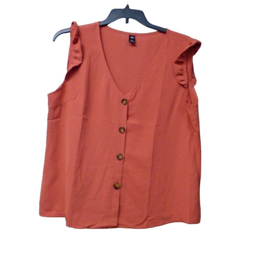 Shein Women’s Button down Sleeveless Blouse, Coral, 2XL